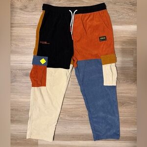 Aelfric Eden Pants Corduroy Patchwork Mens Size XXL Multicolor Streetwear Retro
